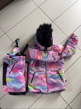 Kids Rainbow Tie-Dye Winter Jacket & Snow Pants Set - deux par deux